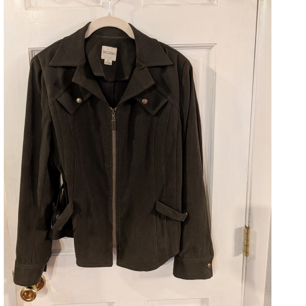 Olive Green Zip-up Work Jacket | Tailored Business Casual | Size 12